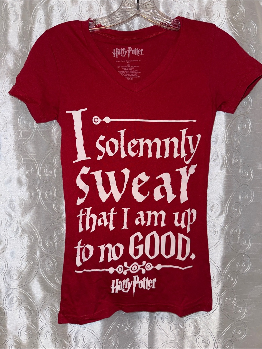 Harry Potter 'I Solemnly Swear' Red Graphic Tee Women’s Size XS 🔥 G11